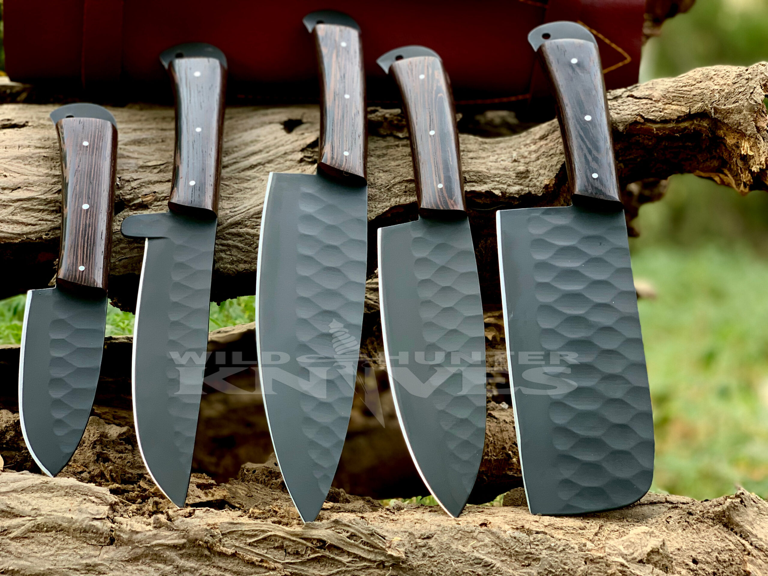 5 Piece Knife Set with Leather Kit for Sale